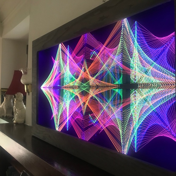 Residual Glow Other - 3D UV String Art framed with recessed UV lighting